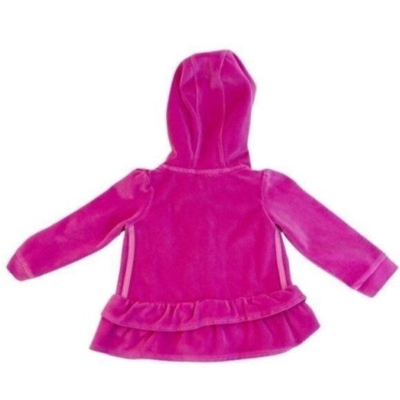 ADIDAS 6/9 Months Pink Velour Full Zip Hoodie - Picture 2 of 6